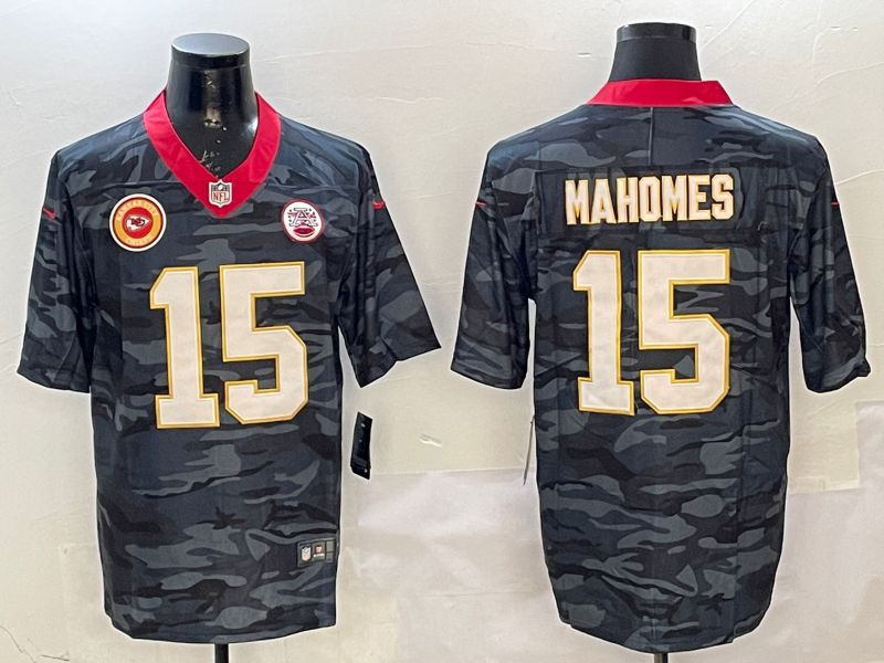 Men Kansas City Chiefs 15 Mahomes Camo National Flag 2025 Nike Limited NFL Jersey style 6